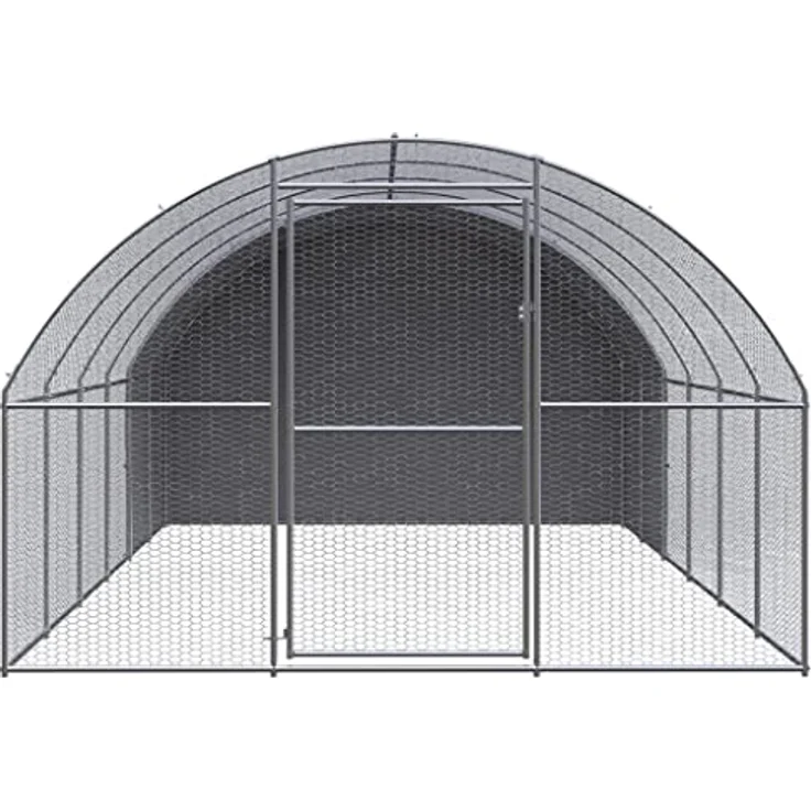 vidaXL Hühnerstall, Outdoor-Hühnerstall 3x6x2 m aus verzinktem Stahl mit wasserfester Überdachung, silber – Bild 4