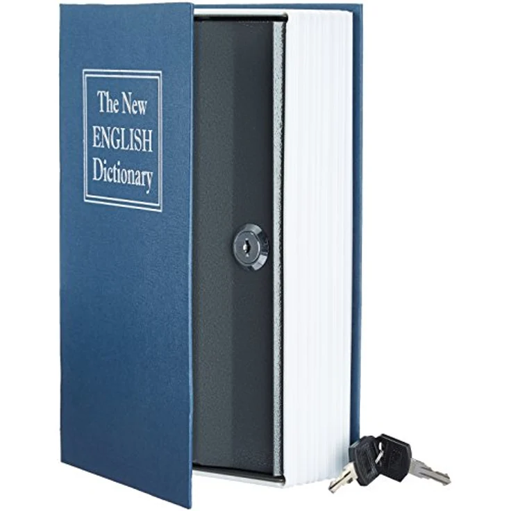 Amazon Basics Buch-Safe, tragbare Box mit Schloss und Schlüssel, 2,2T x 6,1B x 9,5H cm, blau – Bild 1