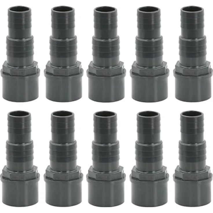 HAF 10x PVC Druckschlauchtülle 32/38mm x 50mm, Schlauchtülle x Klebestutzen, grau, PN16 für Pool und Teich – Bild 1