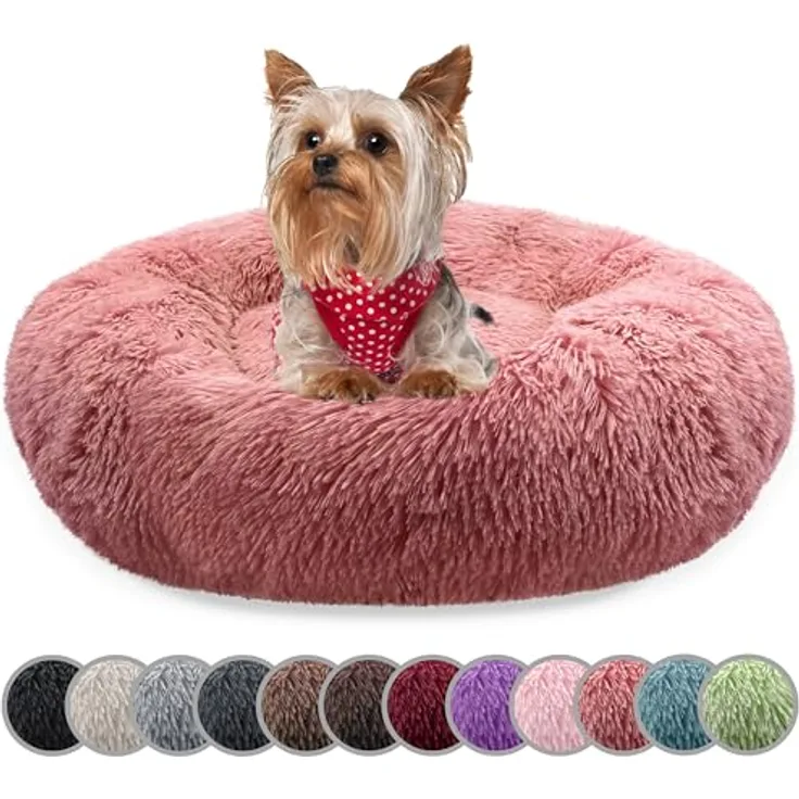 bluzelle Hundebett fr kleine Hunde & Katzen, 50cm Hundekissen Rund Donut  Kissen Hundekorb Plsch, Katzenbett Flauschig Katzenkissen Waschbar  rutschfest Weich, Farbe:Khaki: Tests, Infos & Preisvergleich