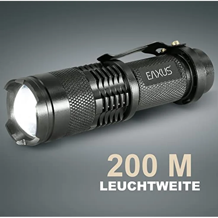 Eaxus® LED Taschenlampe Glow-X - Profi Minitaschenlampe mit Clip, extrem hell – Bild 3