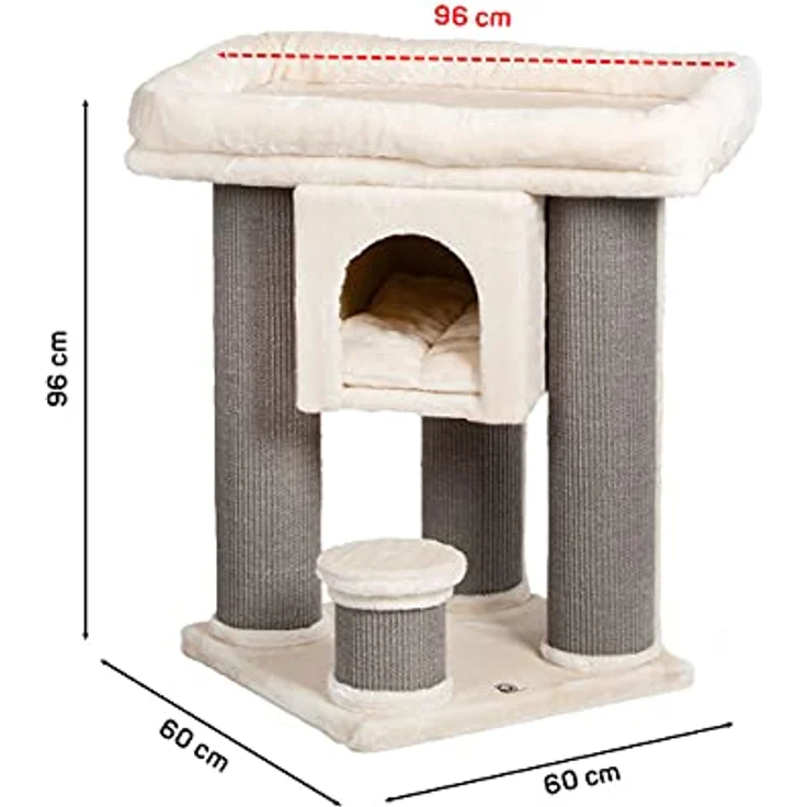 CanadianCat Company | Kratzbaum Calgary - beige - große Plattform, Kuschlhaus, Kuschelhöhle, dicke Sisalstämme, für große und schwere Katzen geeignet - Preisvergleich – Bild 3