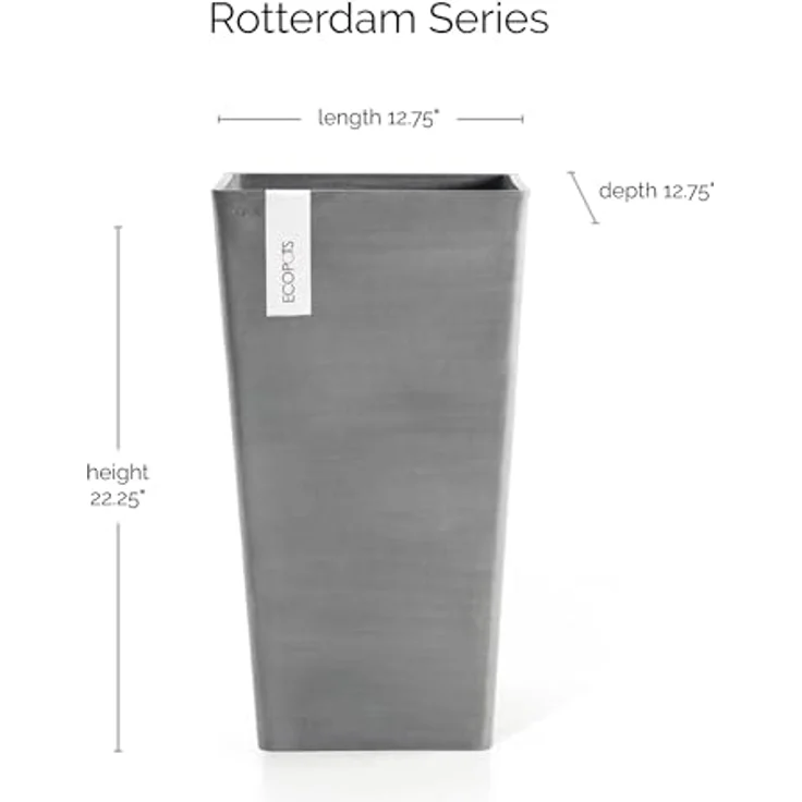 Ecopots Rotterdam Blumentopf, Handgefertigtes Pflanzgefäß aus 80% recyceltem Material mit Drainageloch und UV-Beständigkeit для Innen- und Außenbereich – Bild 2