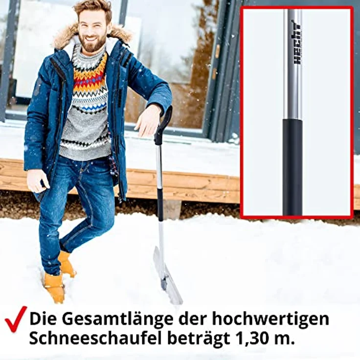 HECHT Schneeschaufel 465 AL, Aluminium Schneeschieber mit 46 cm Arbeitsbreite und ergonomischem Griff – Bild 3