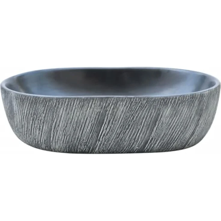vidaXL Aufsatzwaschbecken, Oval Waschbecken mit Muster, Handgefertigt Waschtisch Waschschale für Badezimmer, Handwaschbecken Spülbecken, Schwarz Grau 47x33x13 cm Keramik – Bild 4