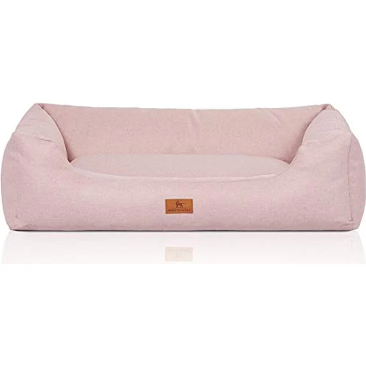 Knuffelwuff Hundebett Emma aus Velours mit feinem Handwebcharakter in Pastellfarben XL 105 x 75cm Rosa – Bild 2