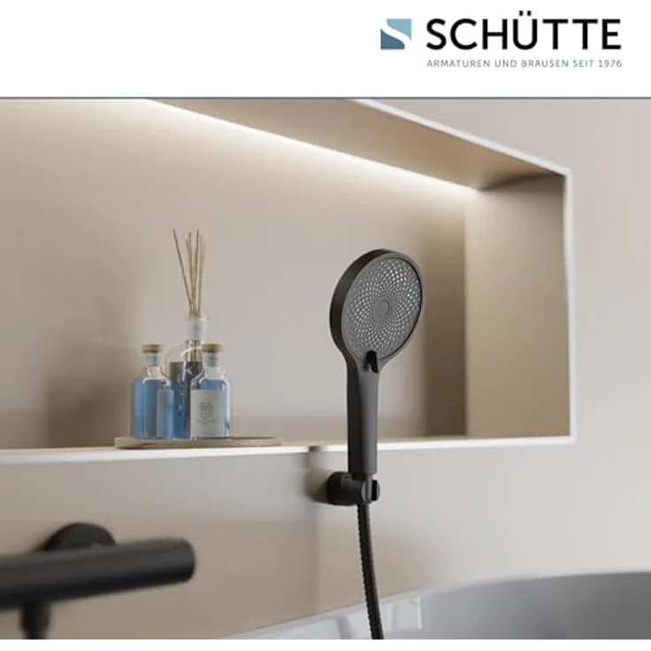 Schütte Handbrause 'Samoa Rain', mattschwarz, Ø 13 cm, 3 Strahlarten, Antikalk-Noppen, 50 % Wassersparend – Bild 7