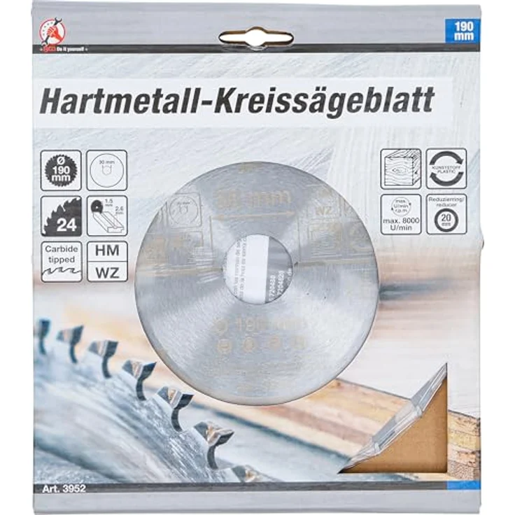 Kraftmann 3952 | Hartmetall-Kreissägeblatt | Ø 190 x 30 x 2,5 mm | 24 Zähne – Bild 5