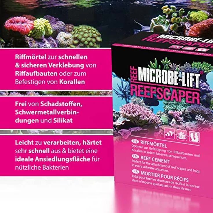 MICROBE-LIFT® - Reefscaper | Riffmörtel zur sicheren Befestigung von Stein & Riffkeramik Aufbauten, Korallen und Ablegern in jedem Meerwasser Aquarium | Korallenkleber | Inhalt: 1000 g – Bild 5