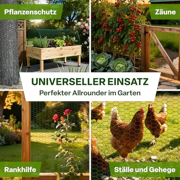 TTL GARDEN Hasendraht 25mx1m, PVC-beschichtet, 25x45mm Masche, grün, inkl. 100 verzinkte Krampen und Arbeitshandschuhe – Bild 7