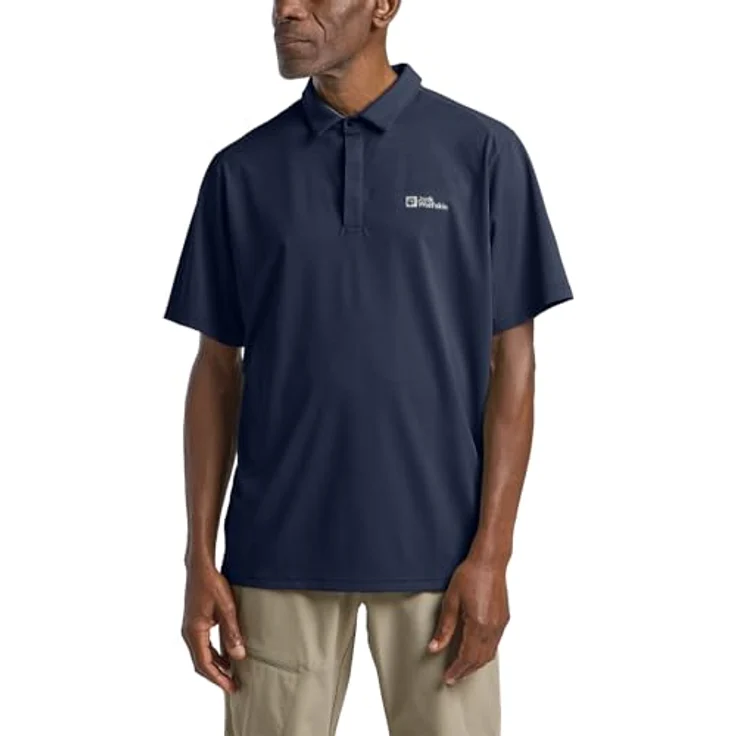 Jack Wolfskin Delgami Polo M, Herren Polo-Shirt aus atmungsaktivem Material, Blau, Größe L – Bild 1
