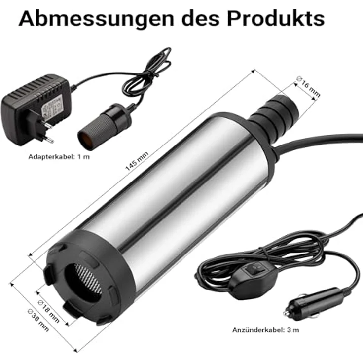 WilTec Mini Pumpe mit 12-15 l-min für Wasser und Dieselöl bei 8500 Upm, zum Ablassen von Flüssigkeit – Bild 4