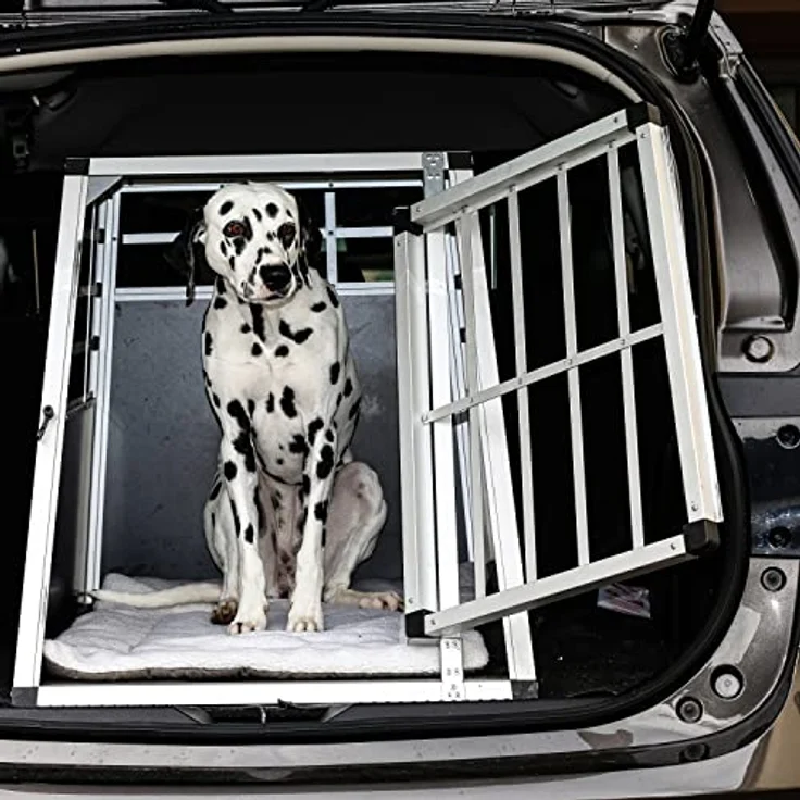 PETSTUFF Hundebox gerade Rückwand 90° - Größenwahl, Zwei Türen, Aluminium und MDF, schwarz-silber – Bild 2