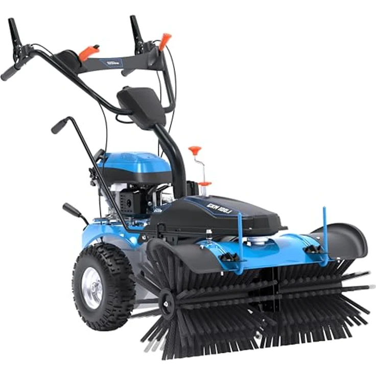 Güte Benzin-Kehrmaschine GKM 100.1, 100 cm Arbeitsbreite, inkl. Motorbesen, Schneeschieber und 72 l Auffangbehälter – Bild 1