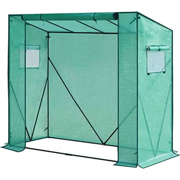 WOLTU Foliengewächshaus Tomatengewächshaus Treibhaus Gartenhaus Frühbeet Tomatenhaus Gemüse Gewächshaus überwinterungszelt für Pflanzen Transparent 200x77x146/169cm Grün