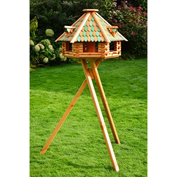 Deko-Shop-Hannusch XXL massives Luxus Vogelhaus, Vogelhäuser + + imprägniert mit Ständer, Vogelfutterhaus mit Futtersilo, Silo – Bild 1