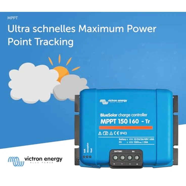 Victron Energy BlueSolar MPPT TR 150V 60 Amp 12/24/36/48-Volt Solar Laderegler, Batteriespannung: 12/24/48V Auto Select, Bluetooth-Dongle für Fernsteuerung, schwarz – Bild 5