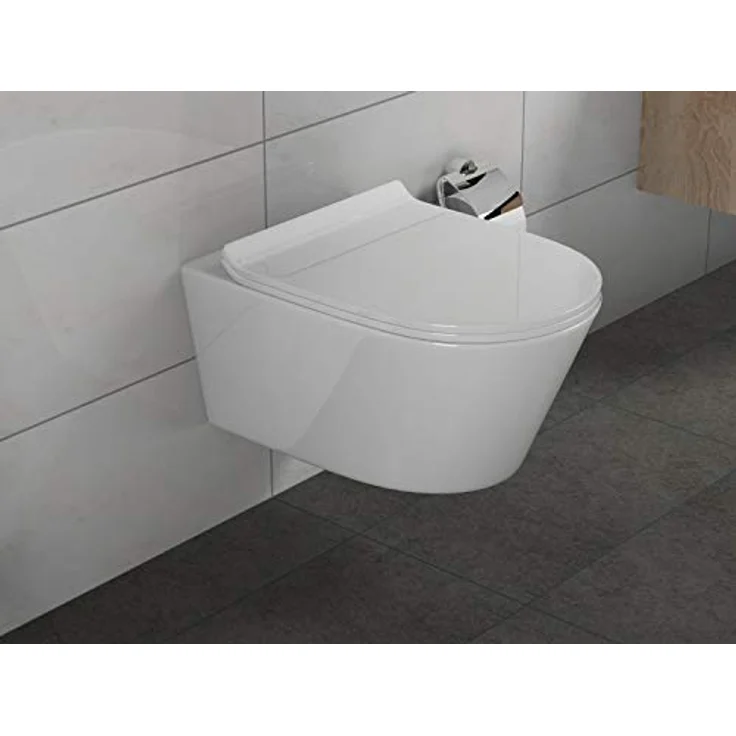 SSWW Hänge-WC mit abnehmbaren WC-Sitz, weiß, spülrandlose Toilette, Nanobeschichtung & Absenkautomatik | 54 cm lang – Bild 3