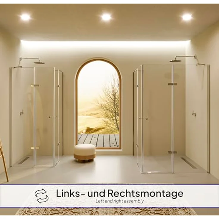 Duschkabine Duschabtrennung Eckeinstieg Scharniertür NANO-ESG Klarglas Höhe: 190cm DK19 105x105 – Bild 4