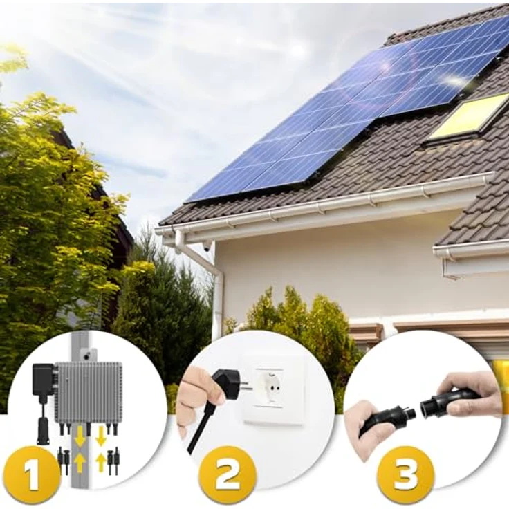 SUNNIVA® Balkonkraftwerk FULL BLACK BIFACIAL 1196W/800W Solaranlage mit 800W DEYE Micro Wechselrichter Wifi, upgradebar drosselbar, 2x460W Bifaziale All Black Solarmodule, 5m Kabel, Photovoltaikanlage – Bild 3