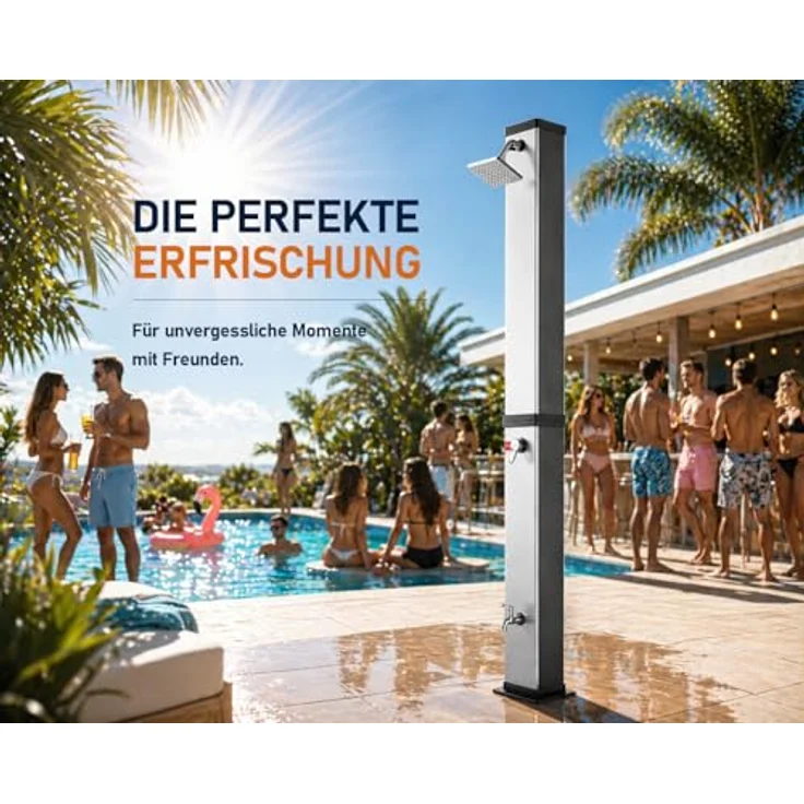 Strattore Solardusche Ocean in Schwarz/Silber, 40 Liter Tankvolumen, 60 °C maximale Wassertemperatur – Bild 8