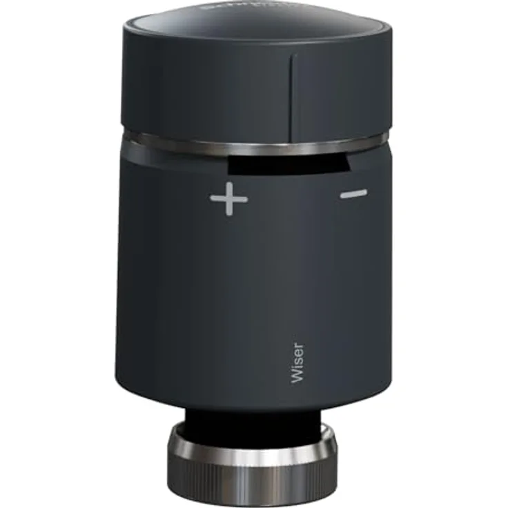 Schneider Electric Wiser Heizkörperthermostat, Smart Thermostat mit App-Steuerung, Zigbee & Matter-kompatibel, schwarz, Artikelnummer CCTFR6101