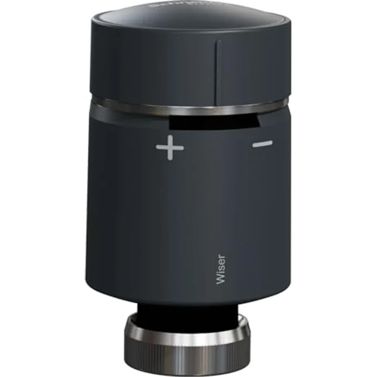 Schneider Electric Wiser Heizkörperthermostat, Smart Thermostat mit App-Steuerung, Zigbee & Matter-kompatibel, schwarz, Artikelnummer CCTFR6101 – Bild 1