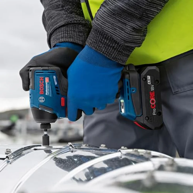 Bosch Professional 18V System Akku Drehschlagschrauber GDR 18V-220 C, bürstenloser Motor, 220 Nm Durchzugskraft, inkl 2x 5.0Ah Akku, Ladegerät GAL 18V-40, Connectivity-Modul, L-BOXX – Bild 5