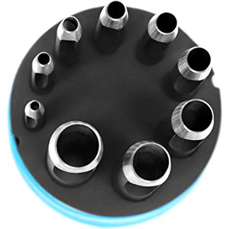 S&R Locheisen-Satz (HRC 47-52), Ø 3-14 mm - Rund-Locheisen aus Kohlenstoffstahl, für präzises Stanzen von Pappe, Gummi, Leder - Ideal für Gürtel, Uhrenarmbänder – Bild 5