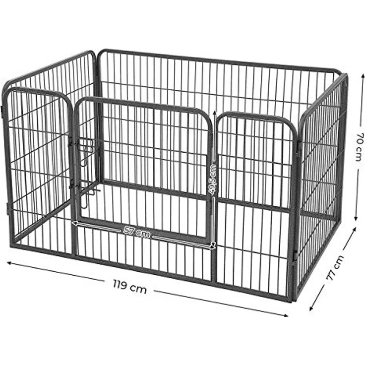 Feandrea Freigehege für Haustiere, transportabel, 122 x 80 x 70 cm, grau - Ideal für Hundeerziehung und sicheres Spielen – Bild 3