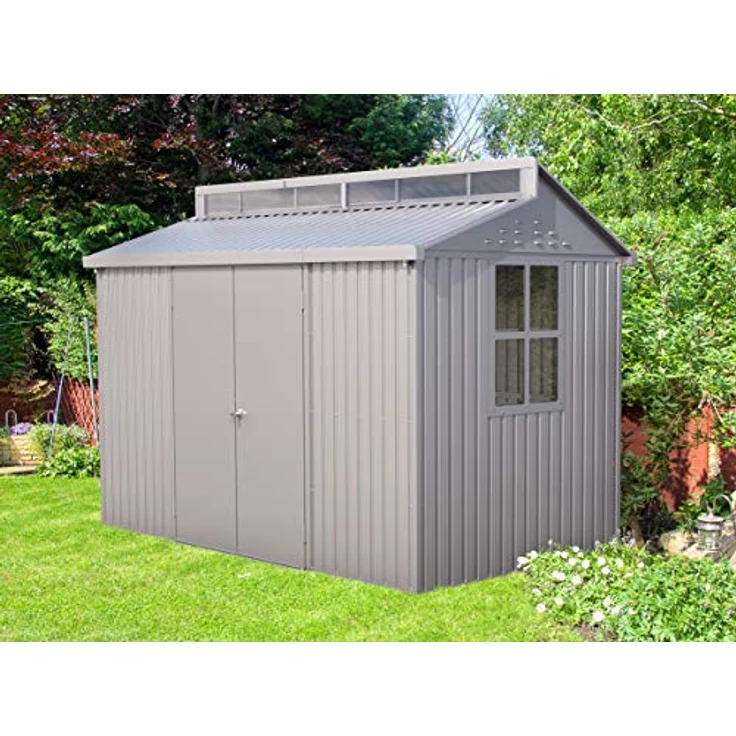 Duramax Aluminium Gartenhaus 10 x 6 (5.36 m²), langlebig und wasserdicht Lagerschuppen, mit Oberlicht, Fundament, Seitenfenster und abschließbaren Doppeltüren, Gartenhaus aus Aluminium – Bild 2