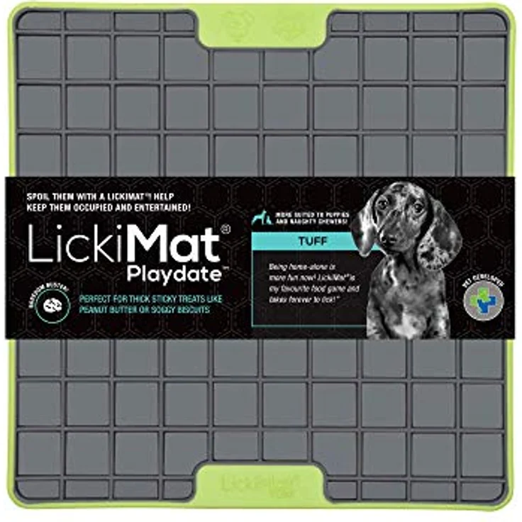 Lickimat Tuff Playdate, Hunde Langsam Feeder für Langeweile und Angstreduzierung; für Lebensmittel, Leckerlis, Joghurt oder Erdnussbutter, Alternative zu einem langsam fütternden Hundenapf, Grün – Bild 1