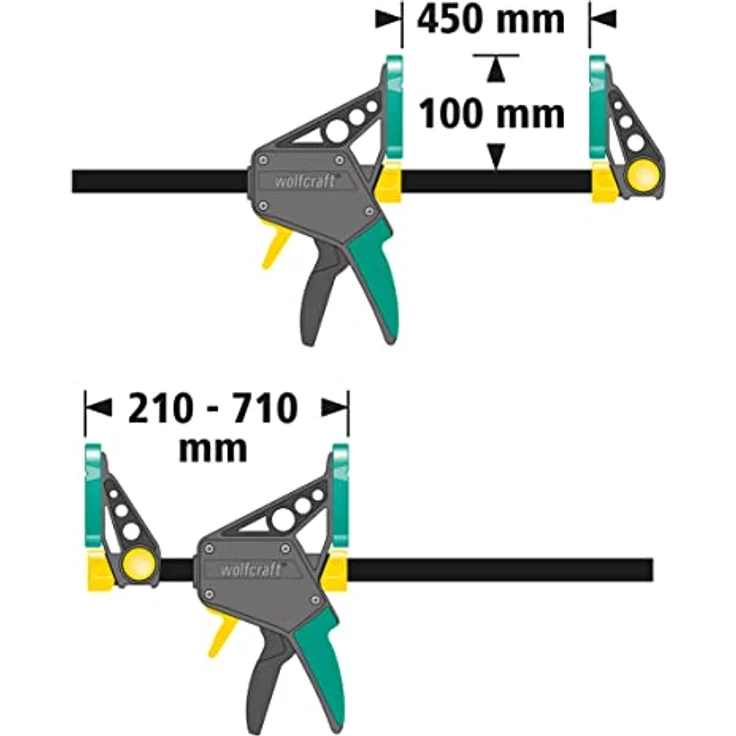 wolfcraft XL-Einhandzwingen-Set, 3-tlg. I 8624000 I Ermöglicht flexible Spannweiten von bis zu 1060 mm – Bild 3