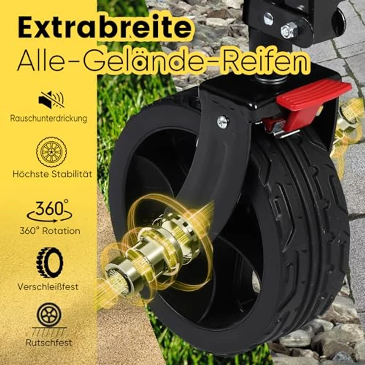 Sekey XXL Bollerwagen Faltbar, 150L Kapazität, 150KG Tragkraft, breite Reifen für alle Gelände, patentiertes faltbares Design, schwarz – Bild 4