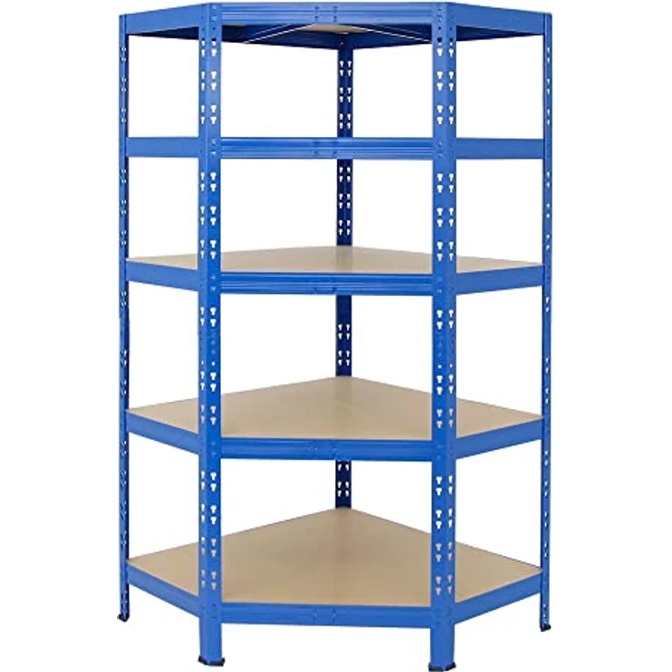 Proregal Eckregal Tiger, 180 x 90 x 45 cm, 5 Fachböden mit 175 kg Traglast pro Boden, Steckmontage, Blau – Bild 6