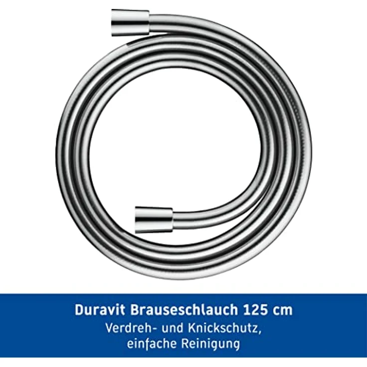 Duravit Universal Brauseschlauch, flexibler Duschschlauch 1,25 m mit Verdrehschutz, knickfest, Chrom – Bild 3