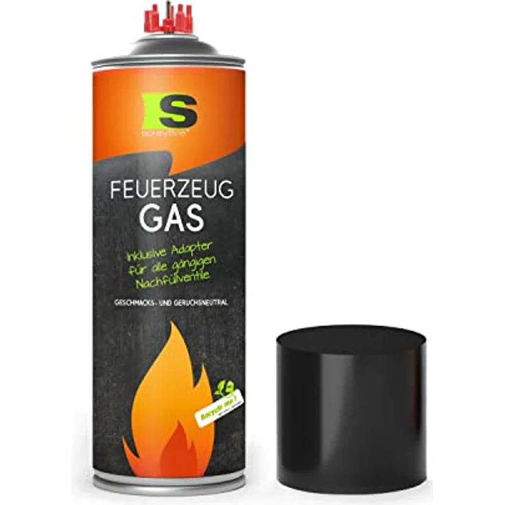 Spraytive 6x 500ml XXL Butangas für Flambierbrenner & Feuerzeuge, inkl. Adapter zum Nachfüllen, geruchs- und geschmacksneutral, made in Germany – Bild 2