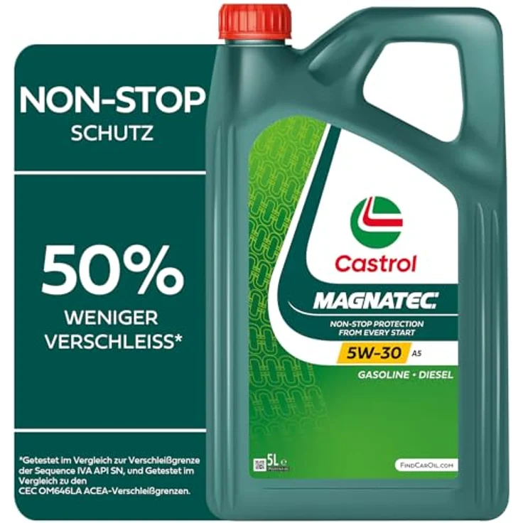 Castrol Motoröl Magnatec 5W-30 A5, Hochleistungsmotoröl mit Fluid-TITANIUM-Technologie, 5L für Benzin-, Diesel- und Hybridfahrzeuge – Bild 1