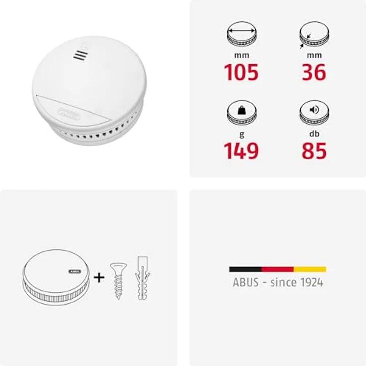 ABUS RWM90 Rauchwarnmelder, batteriebetriebener Rauchmelder mit 5 Jahre Batterie, für Räume bis 40 m², 85 dB Alarm – Bild 5