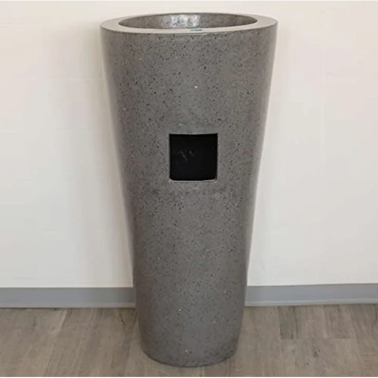 Terrazzo Standwaschbecken Säulenwaschbecken Waschbecken Handwaschbecken Waschsäule Rundwaschbecken Stein Säule Grau Rund D1 – Bild 2