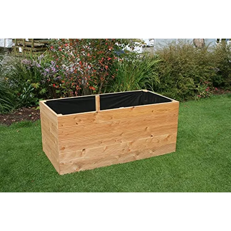 Gartenwelt Riegelsberger Elegantes Hochbeet Kräuterbeet Pflanzbeet Lärche Gemüsebeet 140x60 cm Höhe 71 cm aus Lärchenholz 27 mm geriffelt