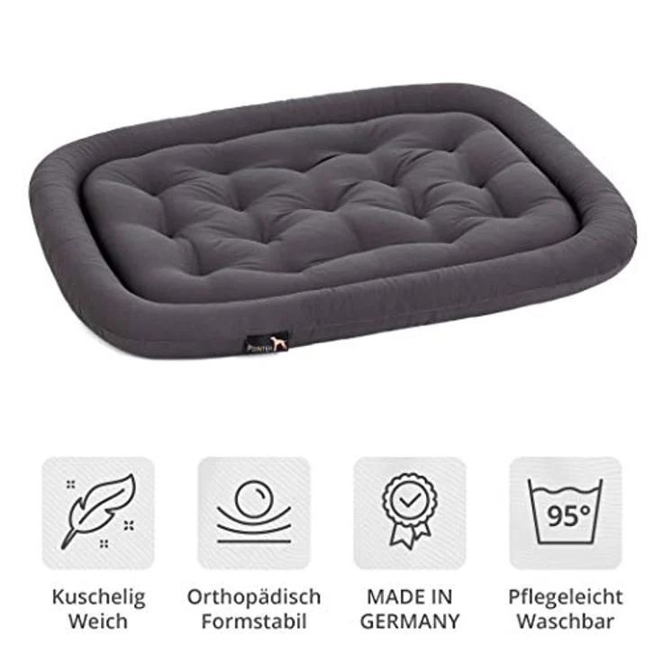 Pointer | Hundekissen waschbar, orthopädisches Hundebett für kleinere Hunde (M - 70x50 cm, Grau) – Bild 2