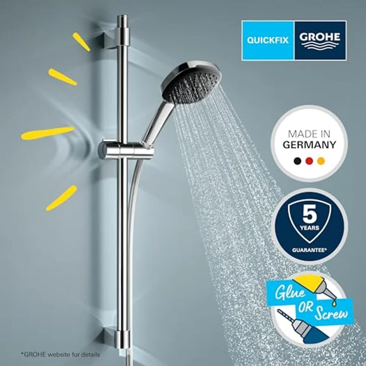 Grohe, Duschbrause, Vitalio Comfort 110 QuickFix Brausestangenset, 2 Strahlarten, chrom – Bild 3