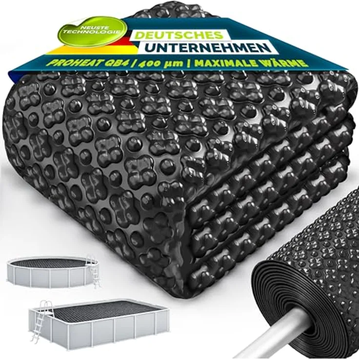 tillvex® Elite Pool Solarfolie 400 µm, rechteckig 260x160 cm, Premium Solarplane ProHeat QB4, zuschneidbar, für Wassererwärmung mit Poolheizung
