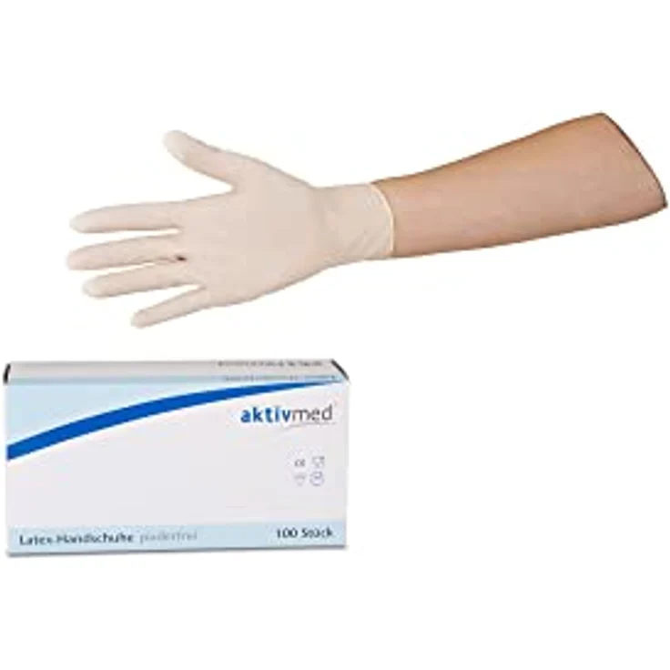 aktivmed Einweghandschuhe weiß, Größe S, Latexhandschuhe, 100 Stück/Box, Einmalhandschuhe in S für medizinische Zwecke, für Haushalt und Küche, puderfrei, Gummihandschuhe, Einweghandschuhe – Bild 2