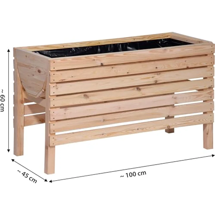 dobar 58196e Dekoratives Hochbeet aus Holz (Kiefer),100 x 45 x 60 cm,Beige – Bild 2