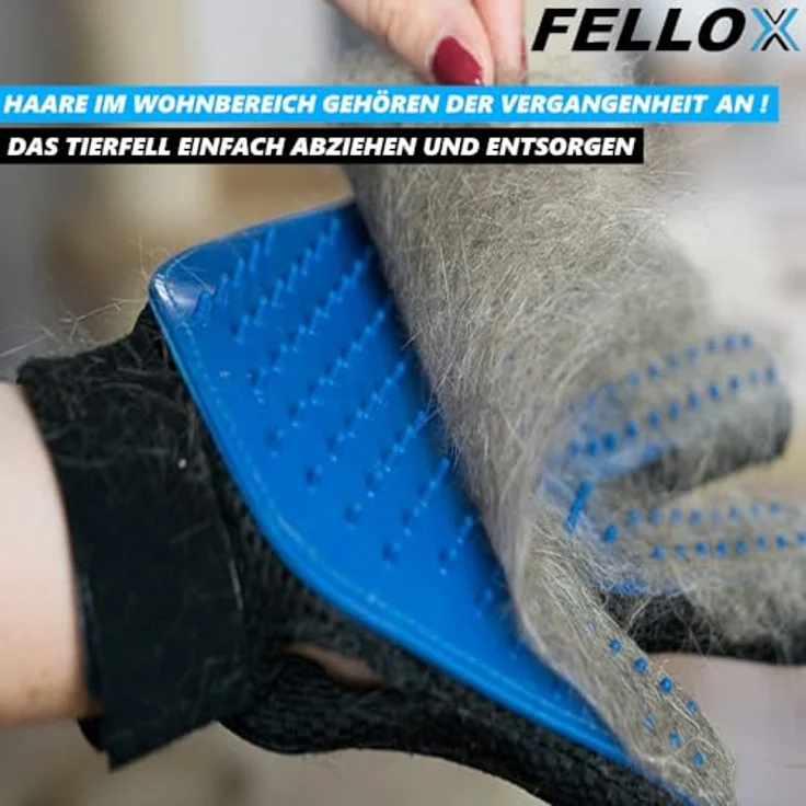 MAVURA FELLOX Fellpflegehandschuh Blau - Tierhaar Bürste für Hunde und Katzen, Glänzendes Fell, Massageeffekt, Gesunde Umgebung – Bild 3