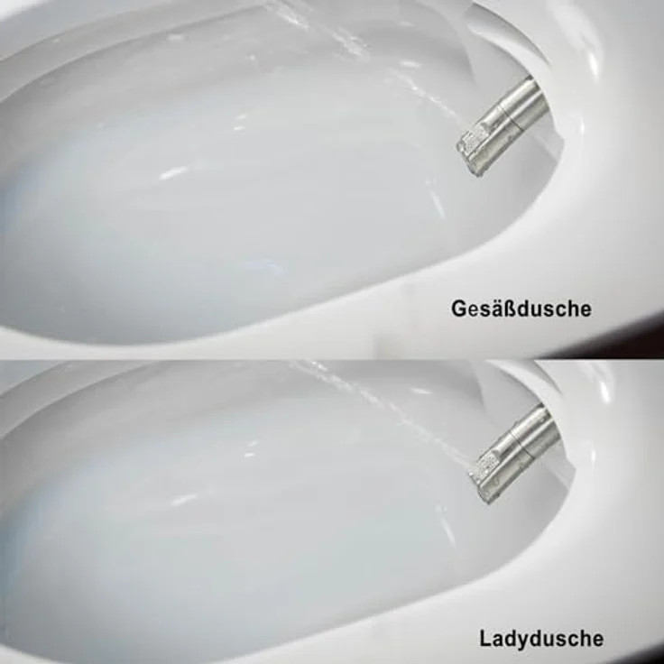 BERNSTEIN® DUSCH-WC Basic 1104 in Weiß - Spülrandloses Dusch-WC rund - Komplettanlage mit beweglichem Duschstrahl – Bild 2