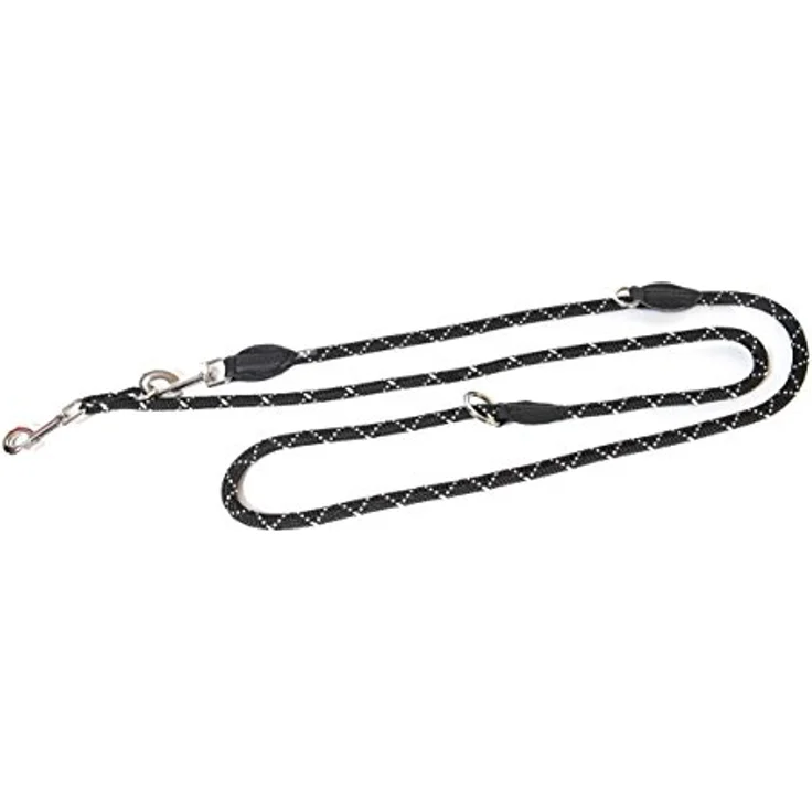 Julius-K9, 20220-S-IDC, IDC Doppel-Führleine, Durchmesser 12 mm x 2,2 m, rund, schwarz, fluoreszierender – Bild 1