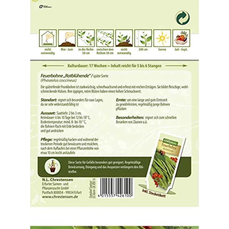 N.L. Chrestensen Feuerbohnen, Rotblühende – Bild 3